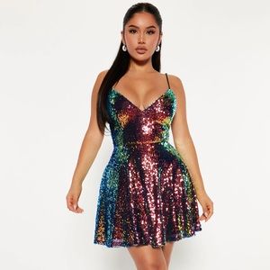 Fashion Nova Perfect Love Multi-Color Mini Sequin Dress